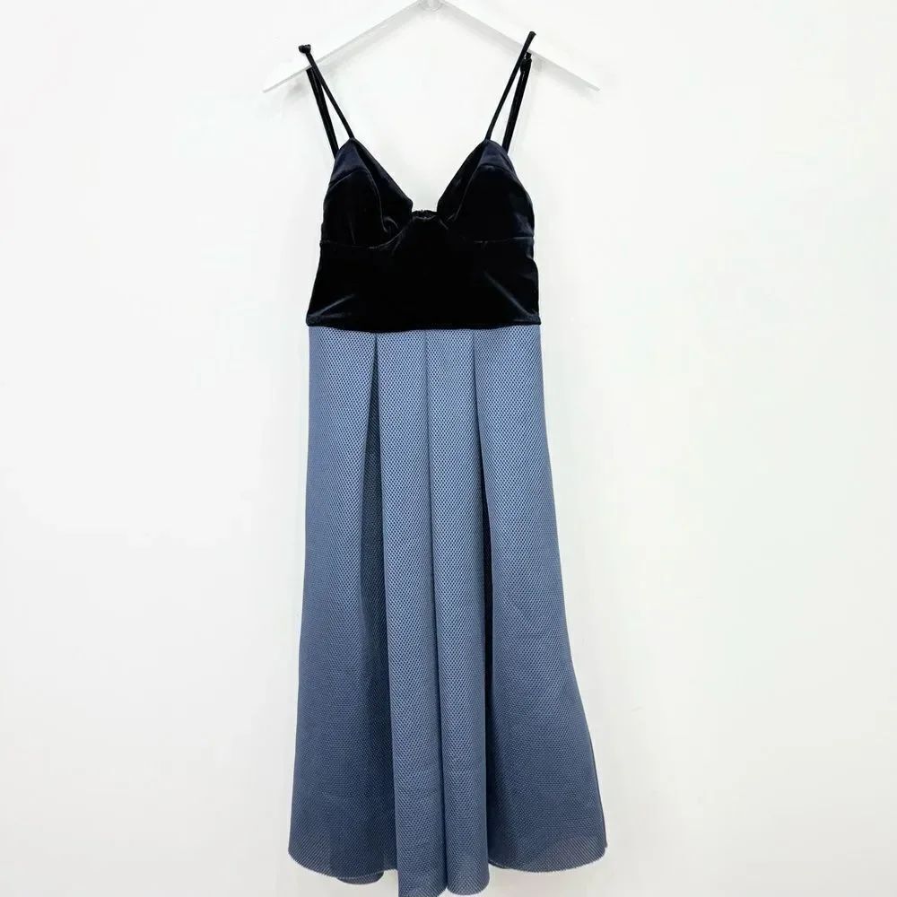 ASOS Blue Velvet Bodice Full Mesh Scuba Skirt Party Dress